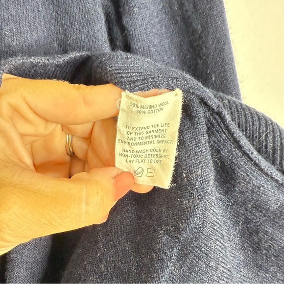 Alex Mill Merino Wool & Cotton Sweater Size Large Navy Blue - Picture 4 of 6